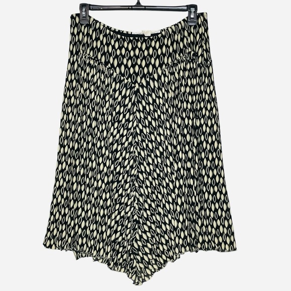 Max Studio Black and Cream Leaf Print Lined Midi Skirt Size L/ XL - Picture 1 of 11